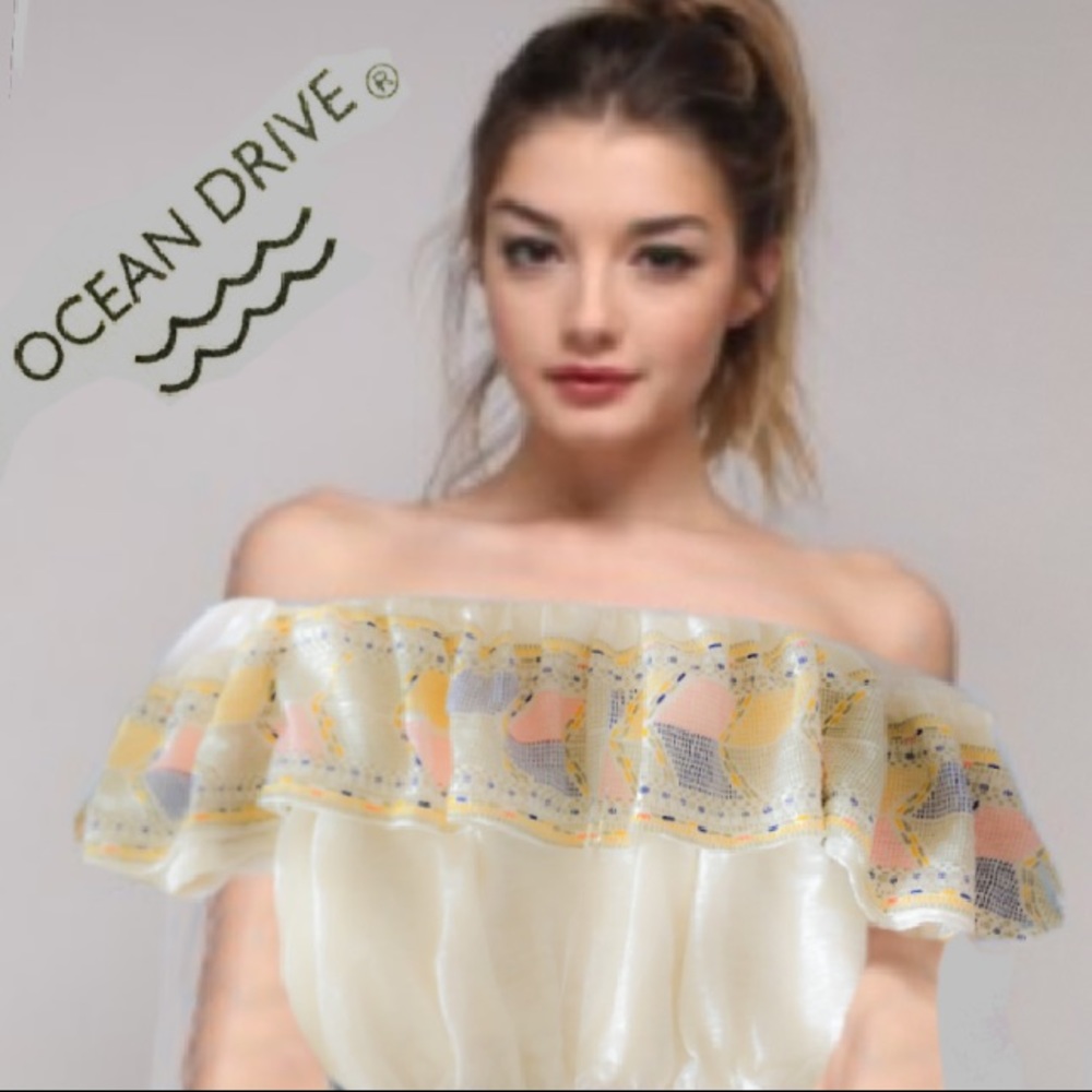 Ocean Drive Cold/Off Shoulder Crop Top Boho Bouse